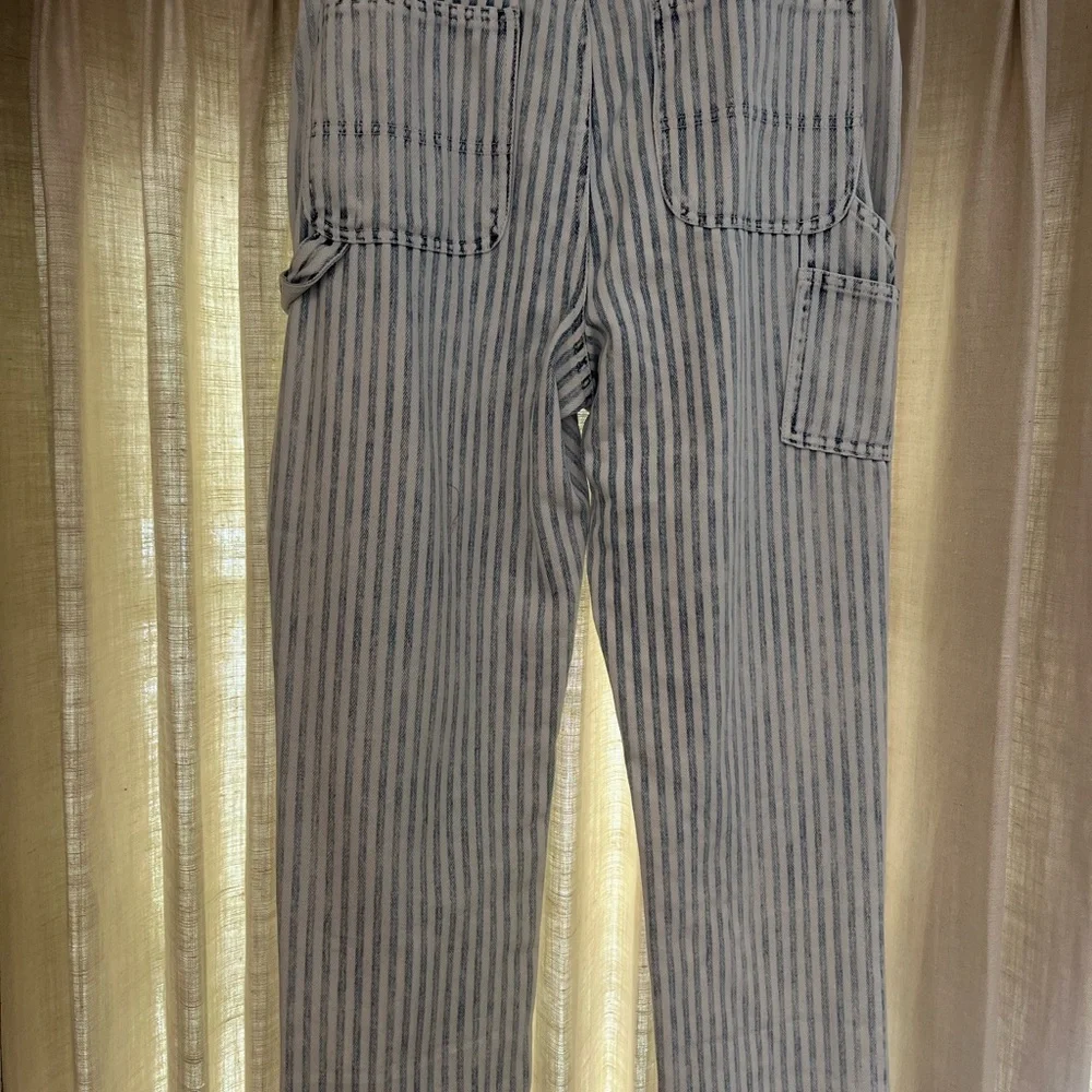 Faherty Blue and White Striped Straight Leg Jeans - Picture 3 of 3